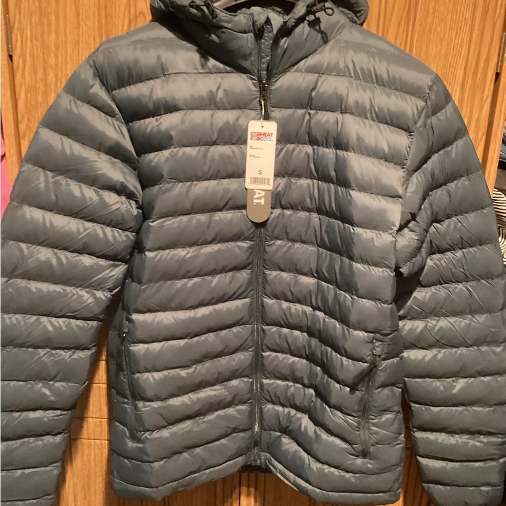 32 Degrees Men's Gray Puffer Jacket with Hood